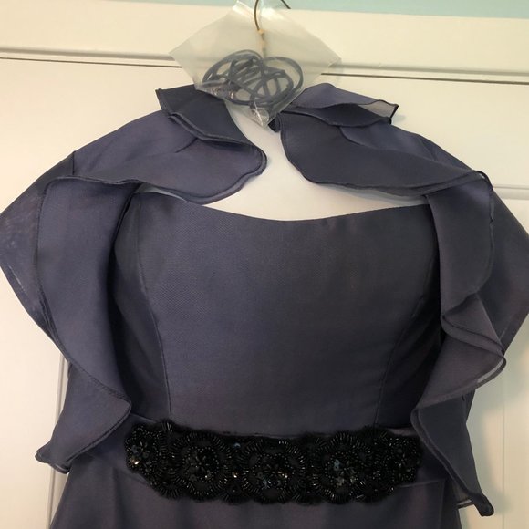 Noir by Lazaro, size 12, slate blue formal gown - Picture 5 of 7